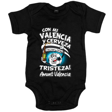 Body bebé frase con mi Valencia y cerveza nunca hay tristeza fútbol