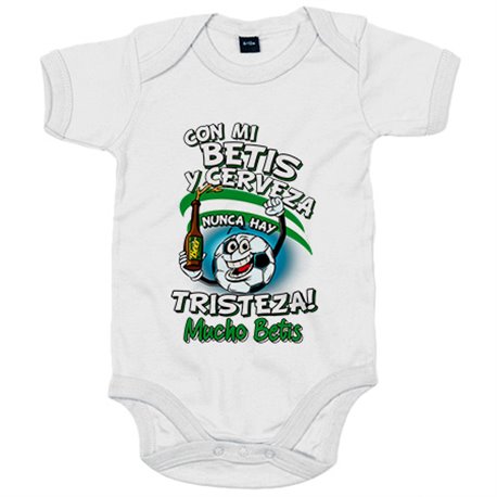 Body bebé frase con mi Betis y cerveza nunca hay tristeza para aficionado al fútbol
