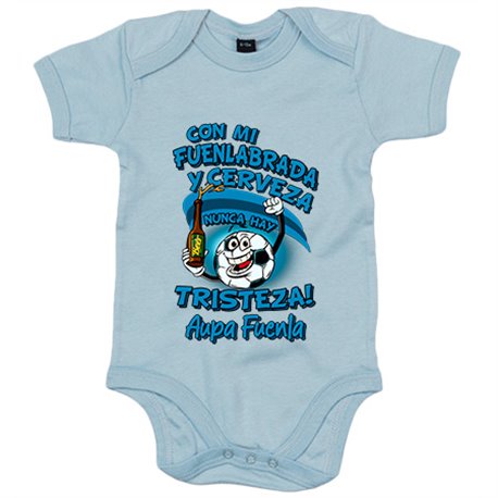 Body bebé frase con mi Fuenlabrada y cerveza nunca hay tristeza Fuenla fútbol
