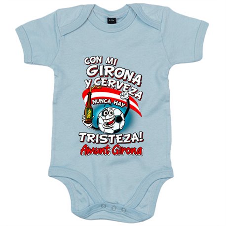 Body bebé frase con mi Girona y cerveza nunca hay tristeza para aficionado al fútbol