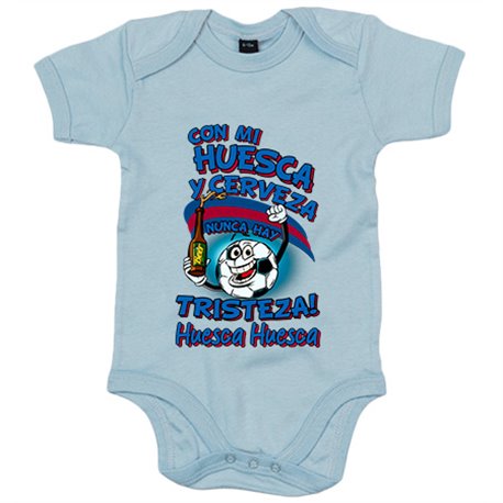 Body bebé frase con mi Huesca y cerveza nunca hay tristeza para aficionado al fútbol