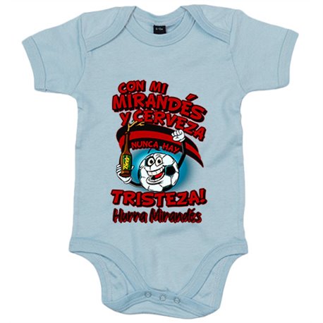 Body bebé frase con mi Mirandés y cerveza nunca hay tristeza fútbol