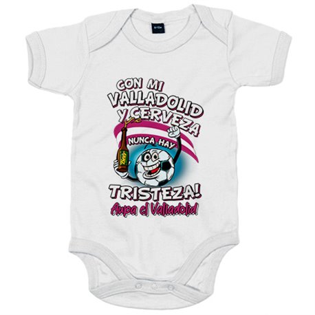 Body bebé frase con mi Valladolid y cerveza nunca hay tristeza para aficionado al fútbol