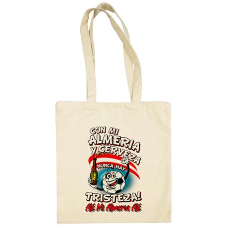 Bolsa de tela frase con mi Almería y cerveza nunca hay tristeza fútbol