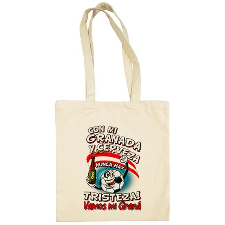 Bolsa de tela frase con mi Granada y cerveza nunca hay tristeza Graná fútbol