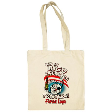 Bolsa de tela frase con mi Lugo y cerveza nunca hay tristeza fútbol