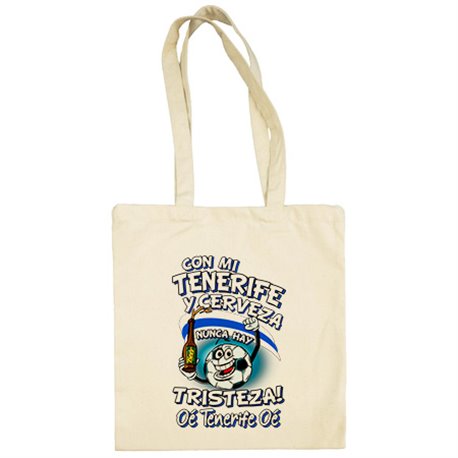 Bolsa de tela frase con mi Tenerife y cerveza nunca hay tristeza fútbol