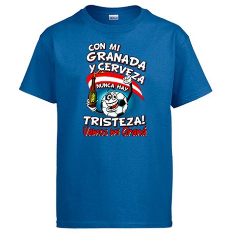 Camiseta frase con mi Granada y cerveza nunca hay tristeza Graná fútbol