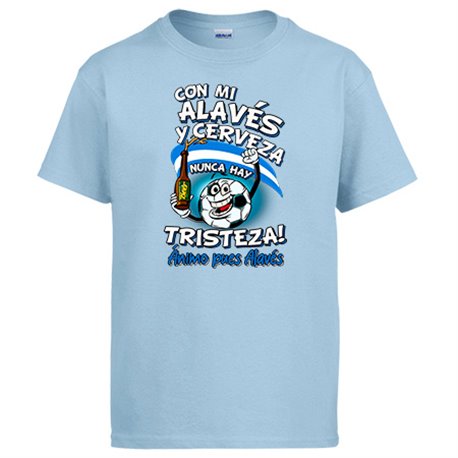 Camiseta frase con mi Alavés y cerveza nunca hay tristeza para aficionado al fútbol