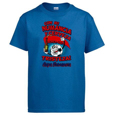 Camiseta frase con mi Numancia y cerveza nunca hay tristeza Soria fútbol