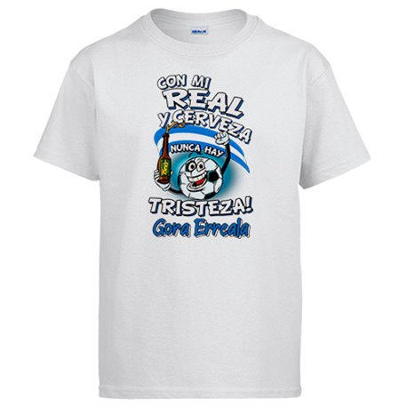 Camiseta frase con mi Real y cerveza nunca hay tristeza