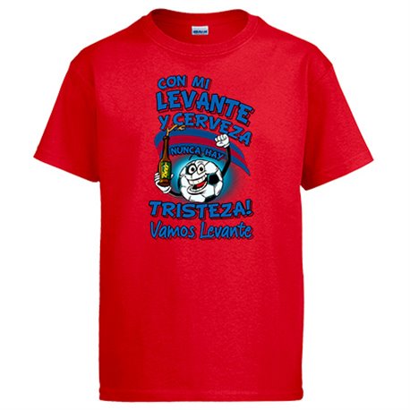 Camiseta frase con mi Levante y cerveza nunca hay tristeza para aficionado al fútbol
