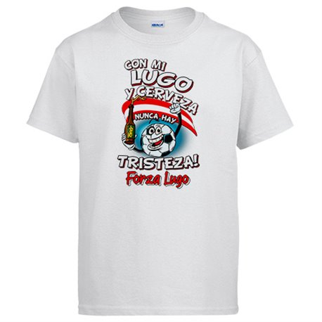 Camiseta frase con mi Lugo y cerveza nunca hay tristeza para aficionado al fútbol