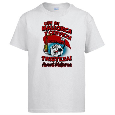 Camiseta frase con mi Mallorca y cerveza nunca hay tristeza para aficionado al fútbol