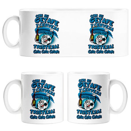 Taza frase con mi Getafe y cerveza nunca hay tristeza Geta fútbol