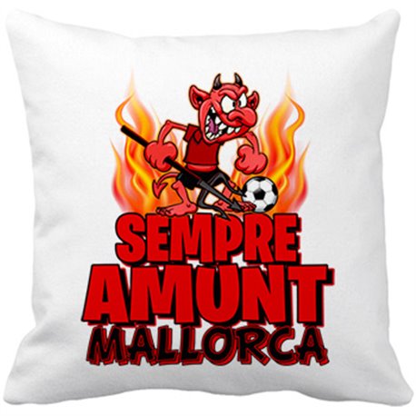 Cojín con relleno parodia de Dimonió la mascota de fútbol de Mallorca