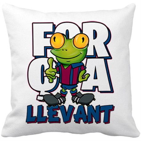 Cojín con relleno parodia de la rana de llevant la mascota de fútbol