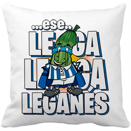 Cojín con relleno parodia de súper pepino la mascota de fútbol de Leganés