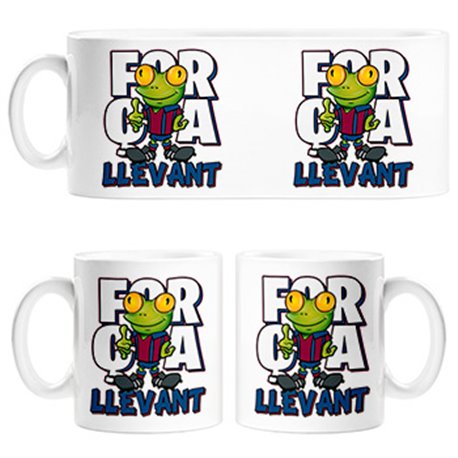Taza parodia de la rana de llevant la mascota de fútbol