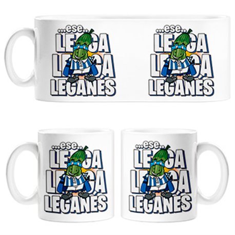 Taza parodia de súper pepino la mascota de fútbol de Leganés