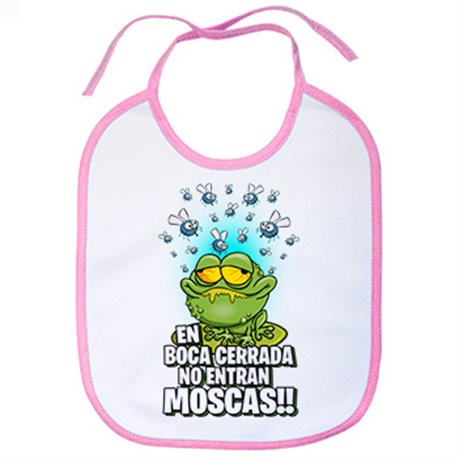 Babero dibujo divertido de rana comiendo moscas
