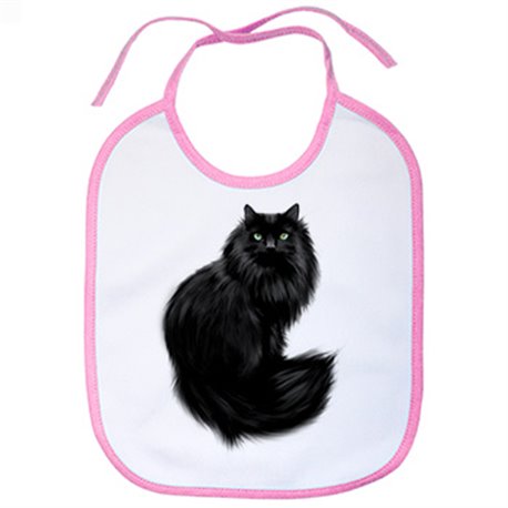Babero gato negro peludo