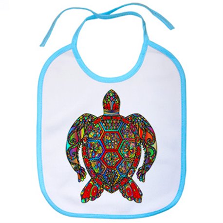 Babero ilustración de tortuga tribal maori coloreada