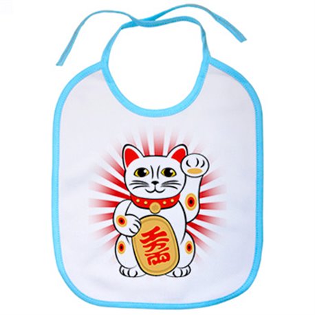 Babero ilustración del gato de la suerte chino