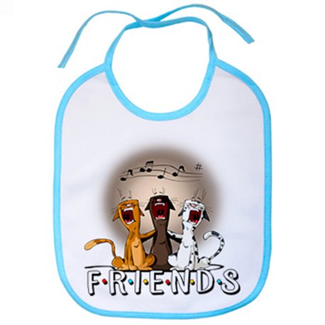 Babero ilustración parodia divertida de amigos gatunos gatos cantando