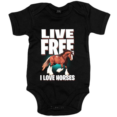 Body bebé live free I Love Horses amante de caballos