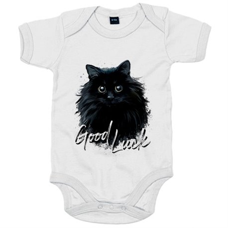 Body bebé gato negro buena suerte Good Luck