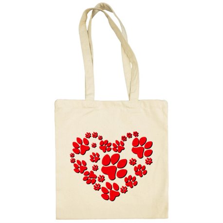 Bolsa de tela amor por los perros pisada de mascota