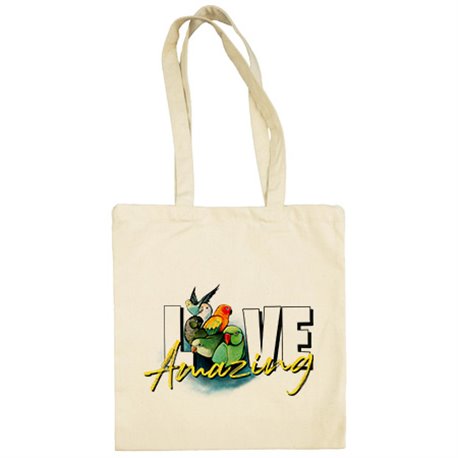 Bolsa de tela amor por los pájaros loros