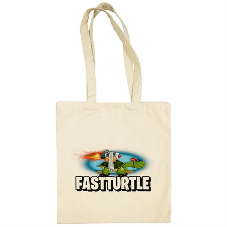 Bolsa de tela dibujo divertido de una tortuga veloz