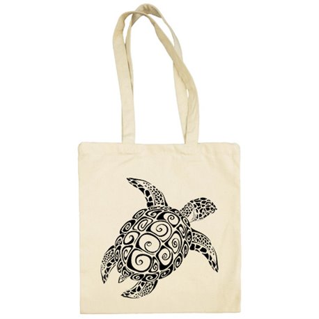 Bolsa de tela ilustración de tortuga tribal maori