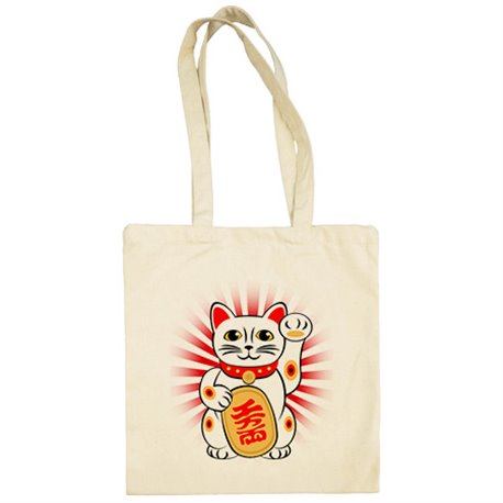 Bolsa de tela ilustración del gato de la suerte chino