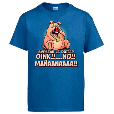 Camiseta frase divertida cerdito empezar la dieta mañana