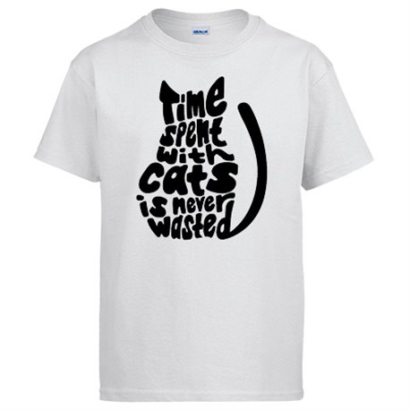 Camiseta frase para amantes de gatos time spent with cats is never wasted