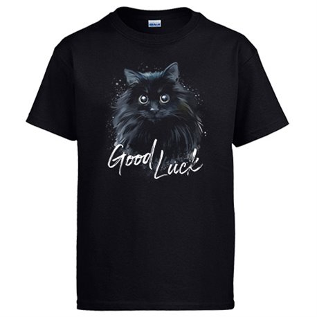 Camiseta gato negro buena suerte Good Luck