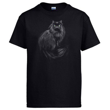 Camiseta gato negro peludo