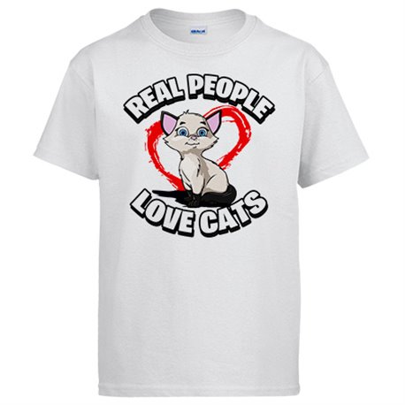 Camiseta real people love cats amantes de gatos
