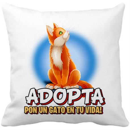 Cojín con relleno adopta pon un gato en tu vida