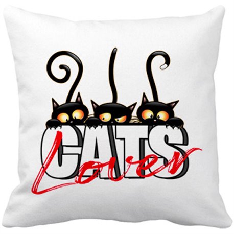 Cojín con relleno amante de los gatos negros