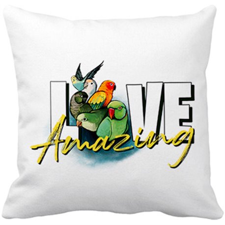 Cojín con relleno amor por los pájaros loros