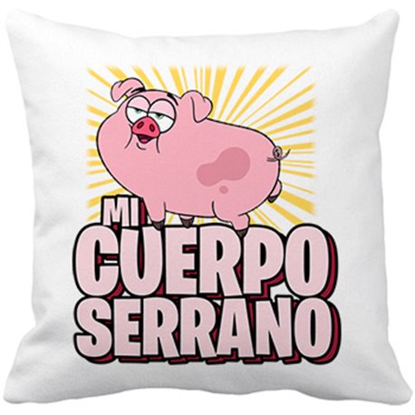 Cojín con relleno cerdito divertido mi cuerpo serrano