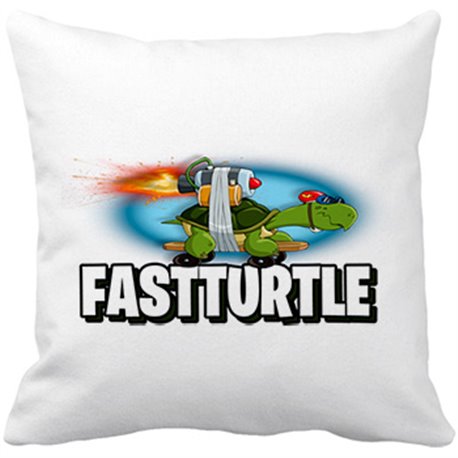Cojín con relleno dibujo divertido de una tortuga veloz