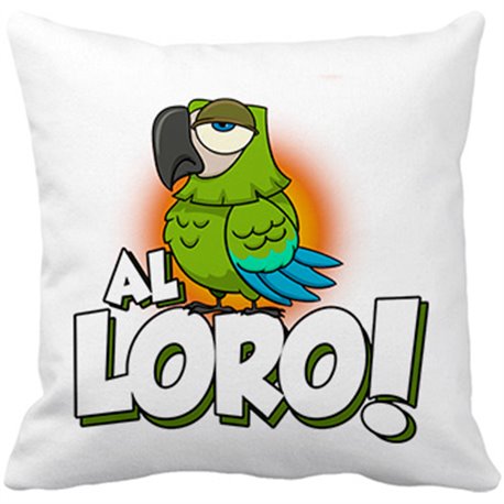 Cojín con relleno frase al loro para amantes de las aves