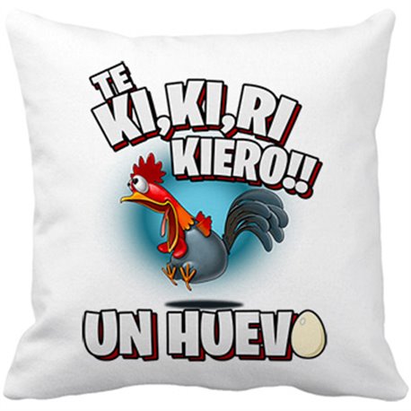 Cojín con relleno frase divertida te quiero un huevo