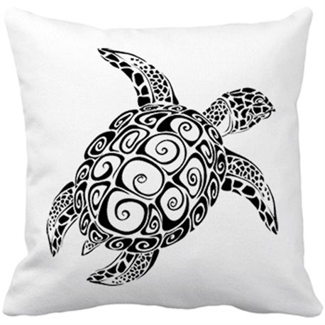 Cojín con relleno ilustración de tortuga tribal maori