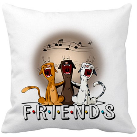 Cojín con relleno ilustración parodia divertida de amigos gatunos gatos cantando